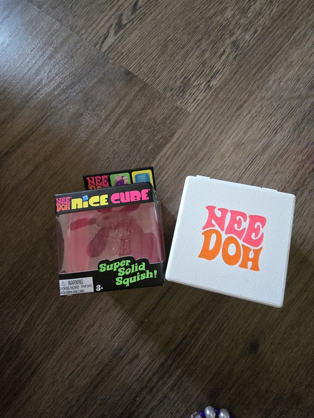 NeeDoh Nice Cube Super Solid Squish - Pink With 3D Printed Case.